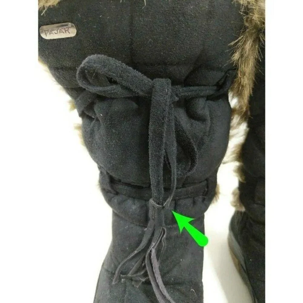 Pajar Winter Boots Womens US 7 7.5 EUR‎ 38 Black Mid Calf Fur Lined